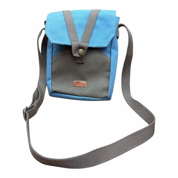 L.L. Bean Other - L.L. Bean Blue Brown Canvas Small Utility Hiking Outdoor Travel Crossbody Bag
